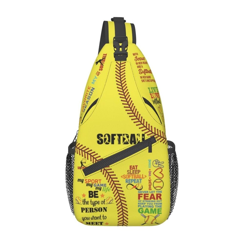 9564 Softball Sling Backpack Sling Bag Crossbody Shoulder Bag Softball